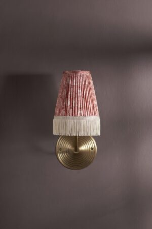 Mini Pleated Lampshade – LouLou Pink with Cream Fringing All Products Anna Hayman Designs